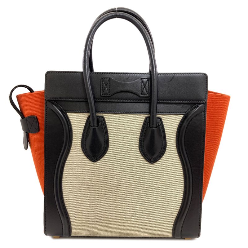 Celine Luggage Micro Handbag Canvas Leather