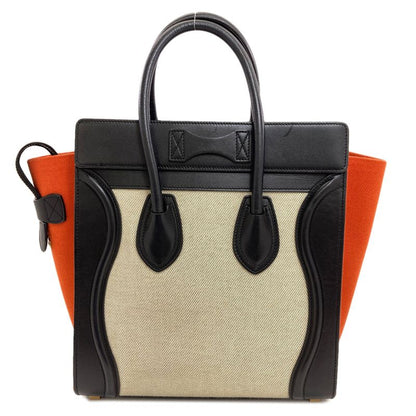 Celine Luggage Micro Handbag Canvas Leather