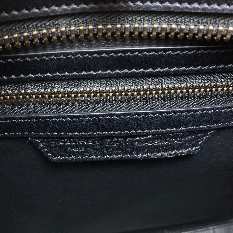 Celine Luggage Micro Handbag Canvas Leather