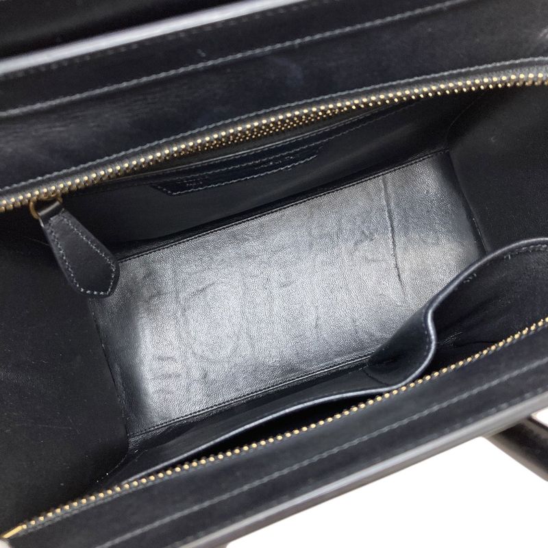 Celine Luggage Micro Handbag Canvas Leather