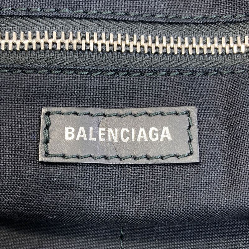 Balenciaga Navy Tote Canvas Leather