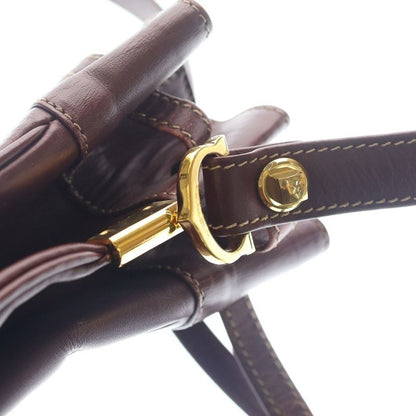Cartier Must Have Line Leather Drawstring Shoulder Bag Burgundy