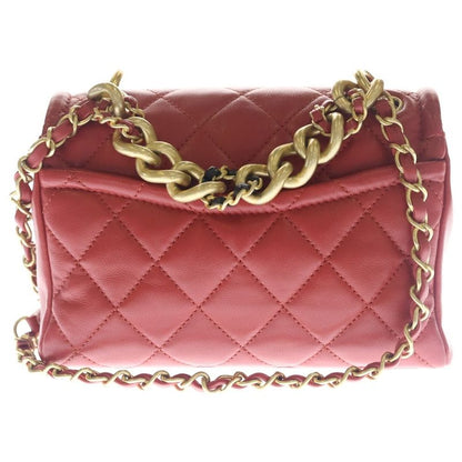 Chanel Mini Quilted 20 Chain Shoulder Bag 2-Way Red Lambskin Gold