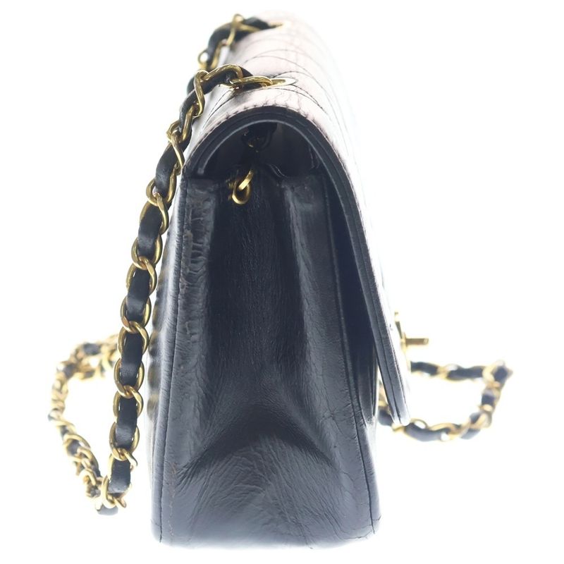 Chanel Diana 22 Chain Shoulder Bag Lambskin Black Gold