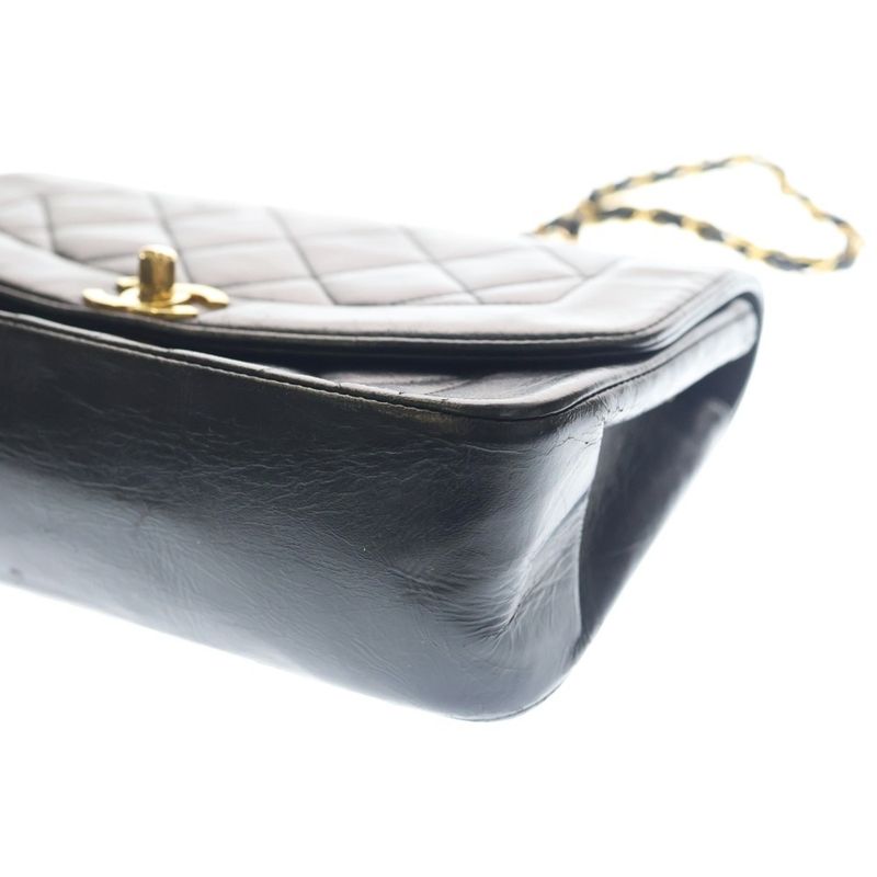Chanel Diana 22 Chain Shoulder Bag Lambskin Black Gold