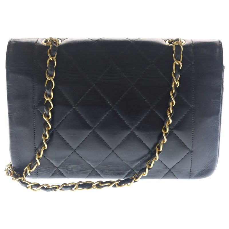 Chanel Diana 22 Chain Shoulder Bag Lambskin Black Gold