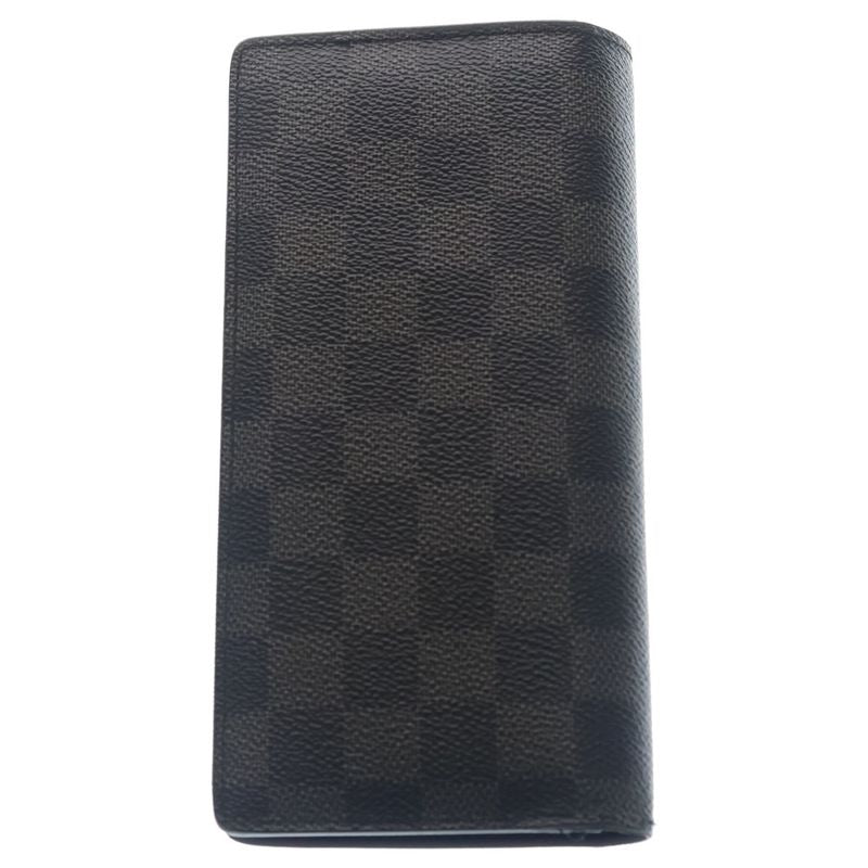 Louis Vuitton Mie Graphite Portefeuille Brazza Wallet Card Case Black Leather