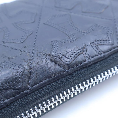 Chrome Hearts Rec Zip Quilted Wallet Cemetery Cross Leather Black