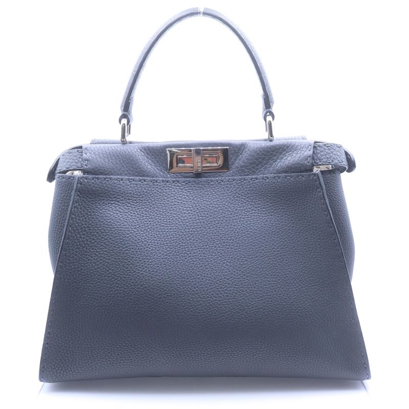 Fendi Peekaboo Selleria 2-Way Handbag Shoulder Gray Leather
