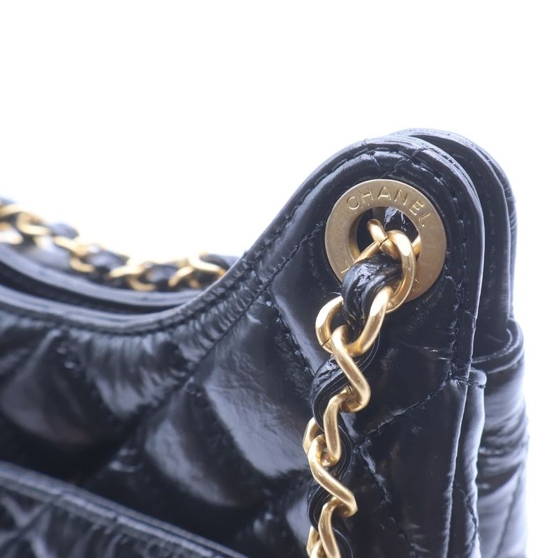 Chanel Small Hobo Shoulder Bag Black Calfskin Gold