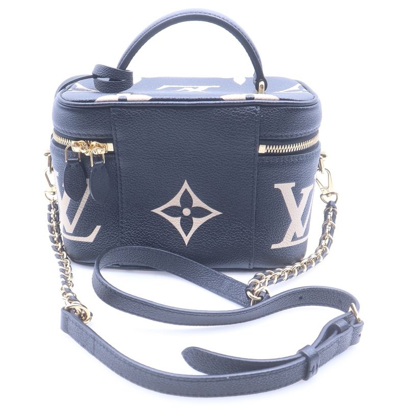 Louis Vuitton Monogram Empreinte Vanity PM 2-Way Shoulder Bag Chain Black Beige