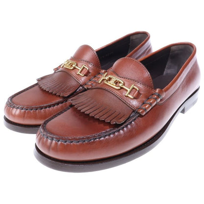 Celine Luco Triomphe Maillon Fringe Bit Loafers Leather Shoes Brown