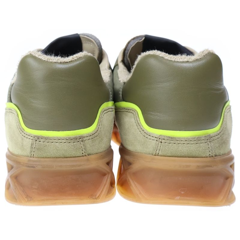 Chanel Logo Rubber Suede Low Cut Sneakers Khaki