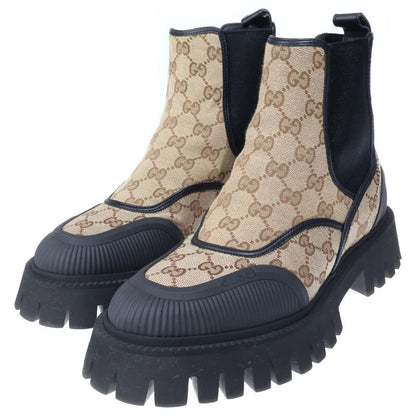 Gucci GG Canvas Leather Shackle Side Gore Boots