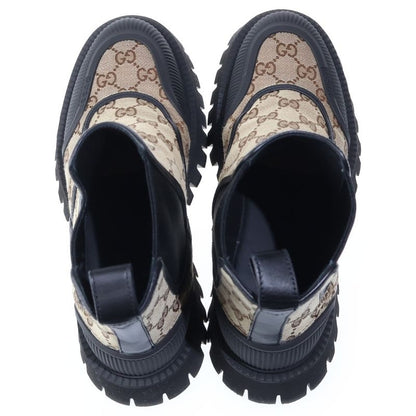 Gucci GG Canvas Leather Shackle Side Gore Boots
