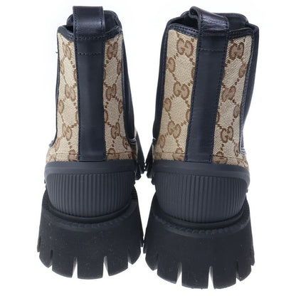 Gucci GG Canvas Leather Shackle Side Gore Boots