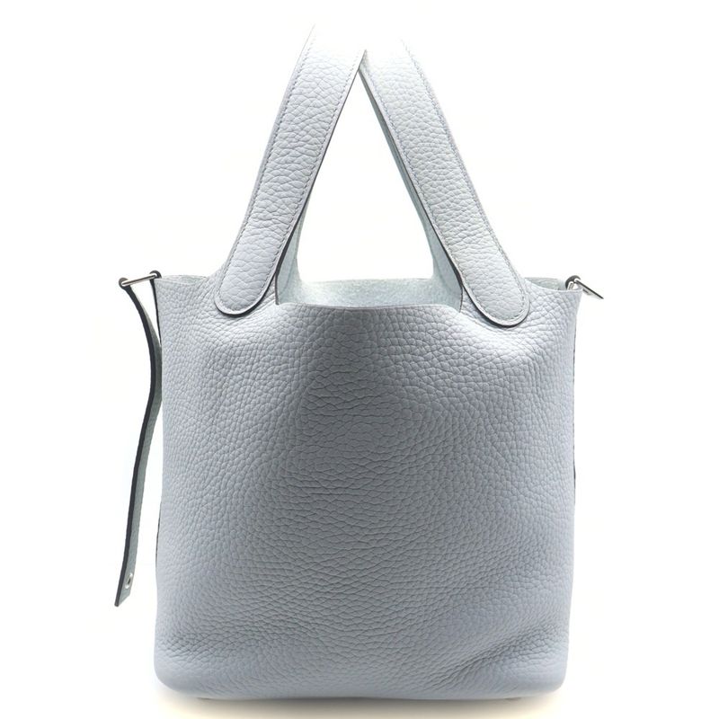 Hermes Picotin Lock PM Blue Pale Taurillon Clemence Handbag Silver