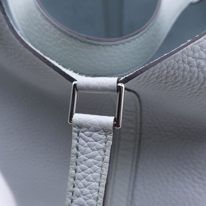Hermes Picotin Lock PM Blue Pale Taurillon Clemence Handbag Silver