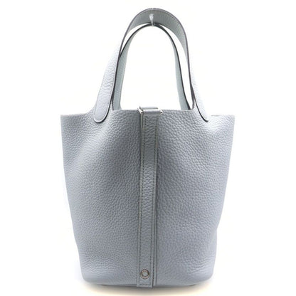 Hermes Picotin Lock PM Blue Pale Taurillon Clemence Handbag Silver