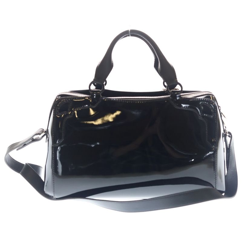 Cartier Marcello Patent Leather 2-Way Bag Silver Black