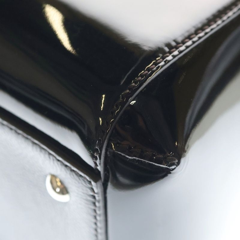 Cartier Marcello Patent Leather 2-Way Bag Silver Black