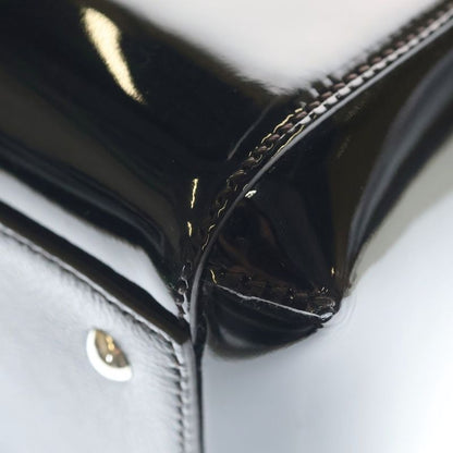 Cartier Marcello Patent Leather 2-Way Bag Silver Black