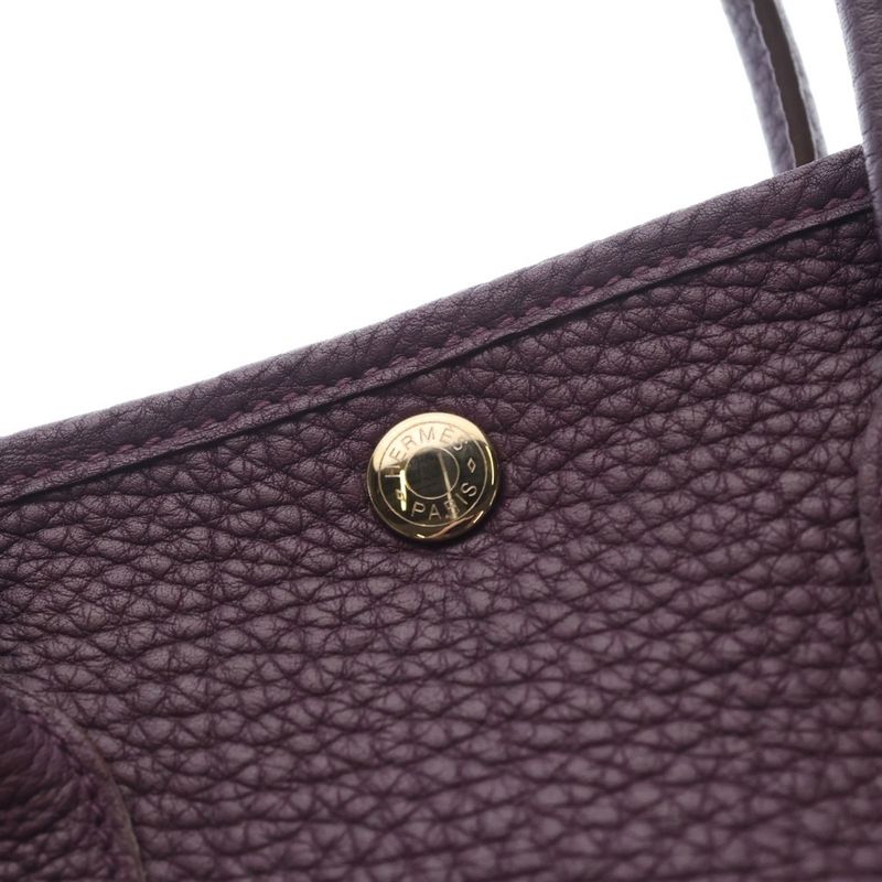 Hermes Garden Party TPM Negonda Leather Tote Purple Silver