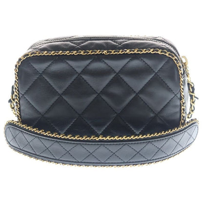 Chanel Mini Camera Lambskin Leather Chain Shoulder Bag Gold Black Plate