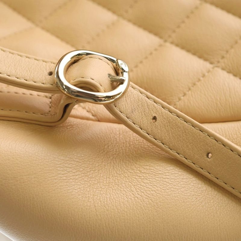 Chanel Quilted CC Logo Turnlock Lambskin Leather Backpack Beige Plate