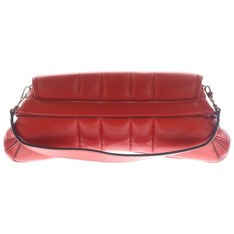 Gucci Horsebit Chain Shoulder Bag Red Leather Silver