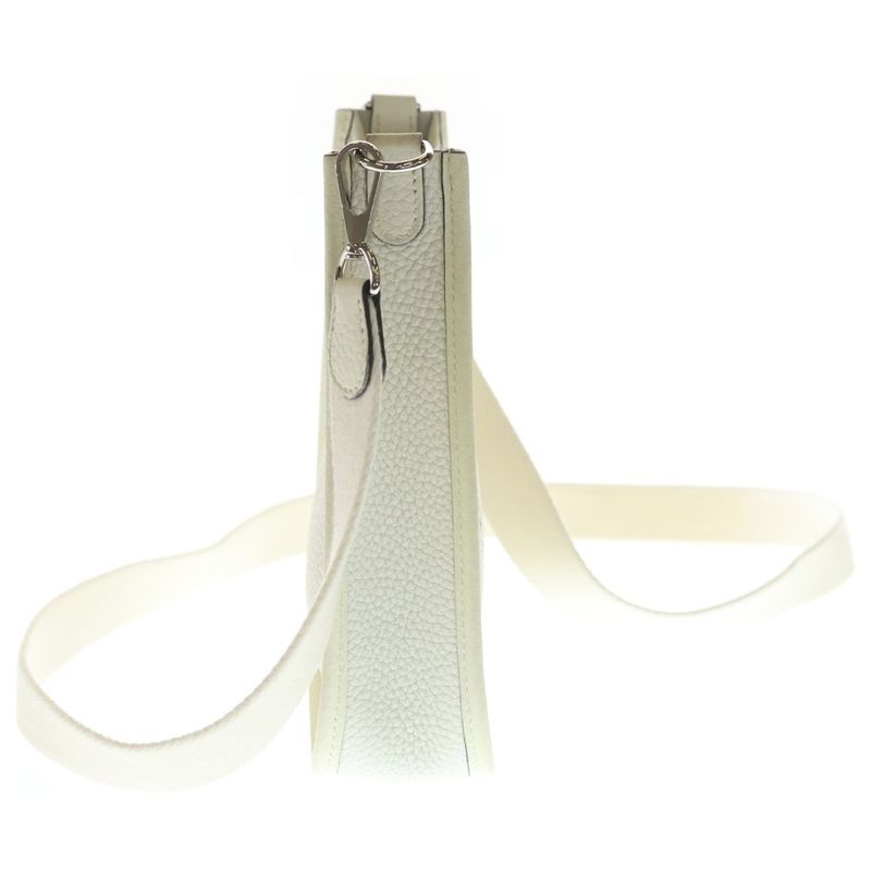 Hermes Evelyne TPM Beton Taurillon Mini Shoulder Bag White Leather Silver