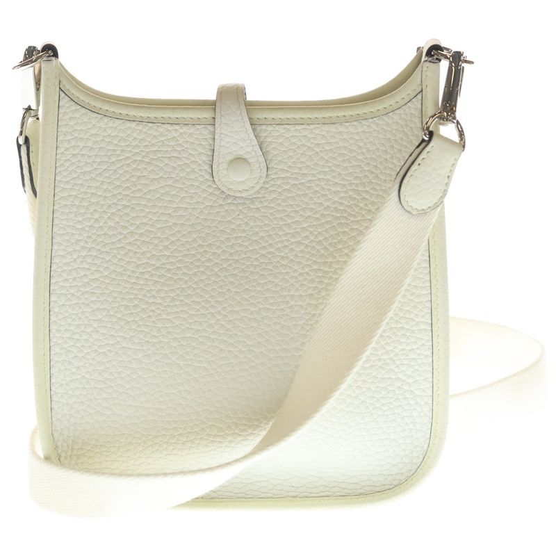 Hermes Evelyne TPM Beton Taurillon Mini Shoulder Bag White Leather Silver