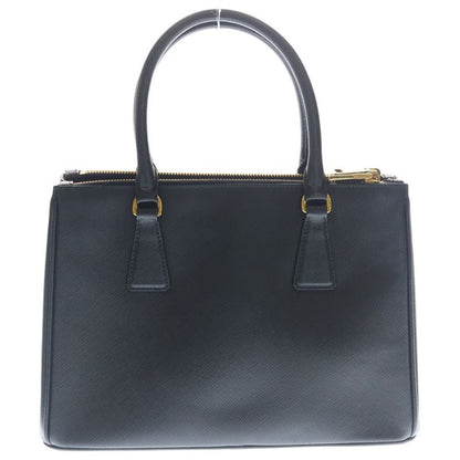 Prada Galleria Saffiano 2-Way Shoulder Bag Black Leather Gold