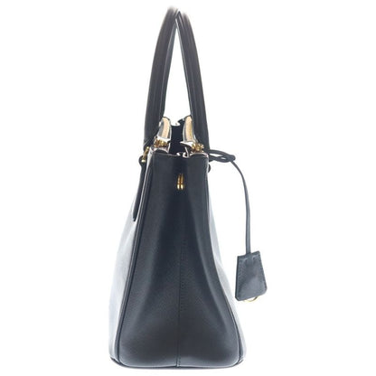 Prada Galleria Saffiano 2-Way Shoulder Bag Black Leather Gold
