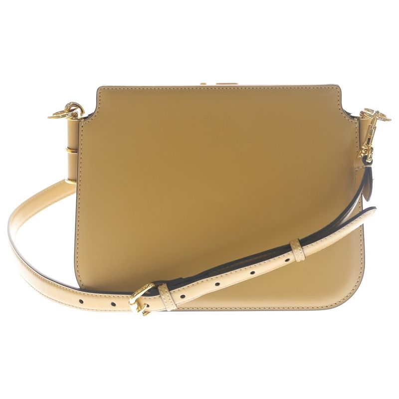 Fendi Touch Shoulder Bag Brown Beige Leather Gold