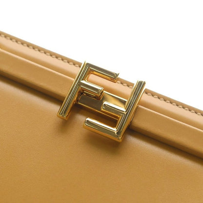 Fendi Touch Shoulder Bag Brown Beige Leather Gold