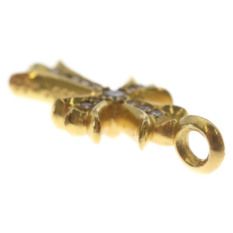 Chrome Hearts 22k Tny Crsf P Dia Tiny Fat Cross Pave Diamond Pendant Top Gold