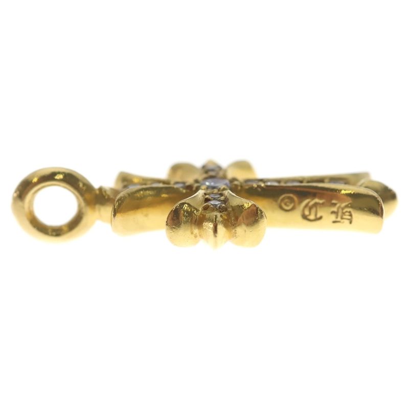 Chrome Hearts 22k Tny Crsf P Dia Tiny Fat Cross Pave Diamond Pendant Top Gold