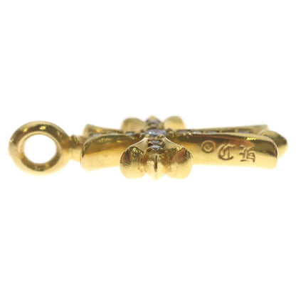 Chrome Hearts 22k Tny Crsf P Dia Tiny Fat Cross Pave Diamond Pendant Top Gold