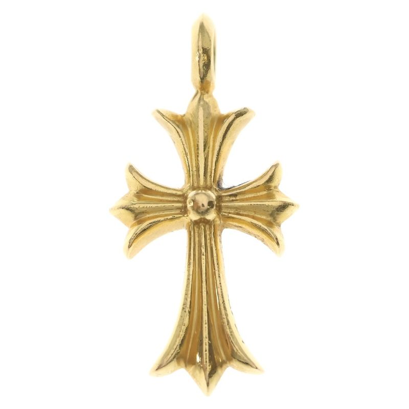 Chrome Hearts 22k Tny Crsf P Dia Tiny Fat Cross Pave Diamond Pendant Top Gold