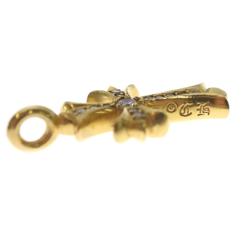 Chrome Hearts 22k Tny Crsf P Dia Tiny Fat Cross Pave Diamond Pendant Top Gold