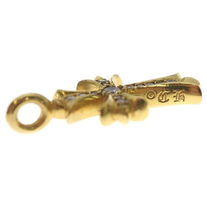 Chrome Hearts 22k Tny Crsf P Dia Tiny Fat Cross Pave Diamond Pendant Top Gold
