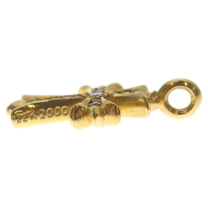 Chrome Hearts 22k Tny Crsf P Dia Tiny Fat Cross Pave Diamond Pendant Top Gold