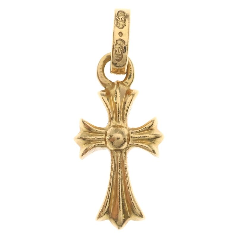 Chrome Hearts 22k Crs Bbyfat P Dia Baby Fat Cross Pave Diamond Pendant Top Gold