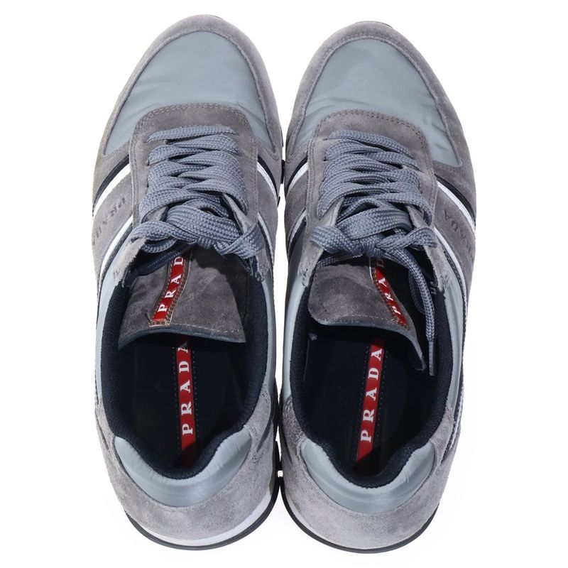 Prada Sport Suede Low Cut Sneakers Shoes Gray