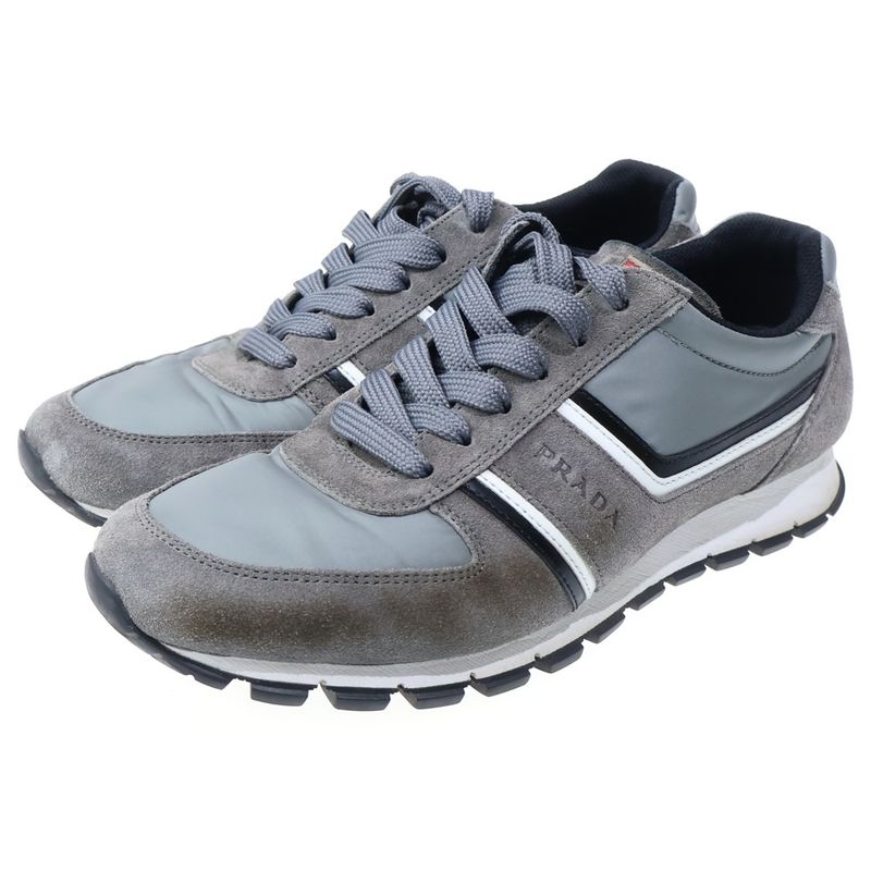 Prada Sport Suede Low Cut Sneakers Shoes Gray