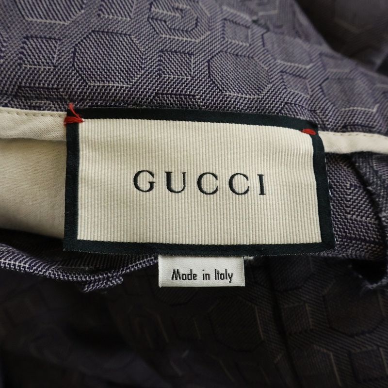 Gucci Wool Allover Pattern Trousers Pants Purple
