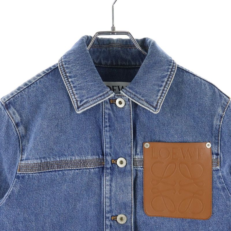 Loewe Anagram Leather Patch Denim Work Jacket Indigo