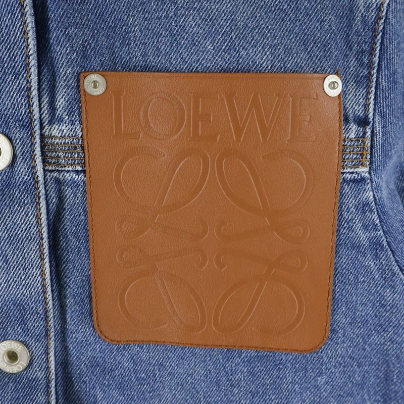 Loewe Anagram Leather Patch Denim Work Jacket Indigo