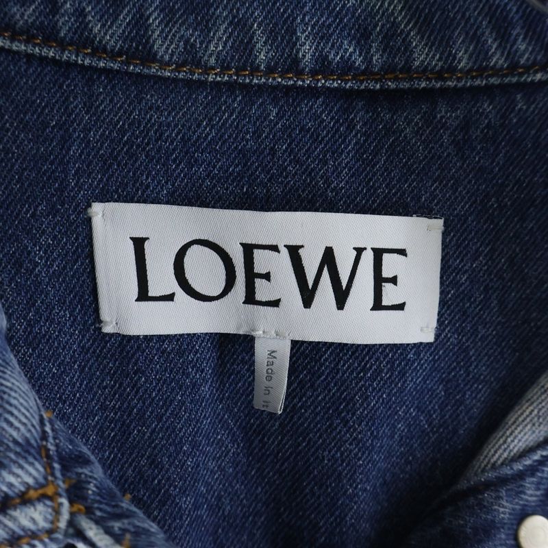 Loewe Anagram Leather Patch Denim Work Jacket Indigo